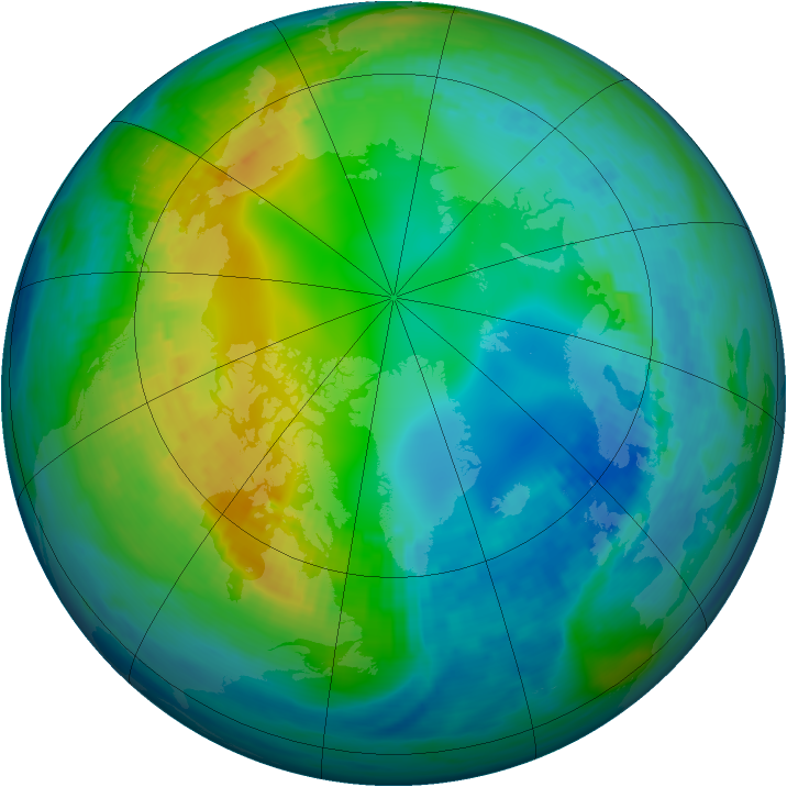 Arctic ozone map for 13 November 1989
